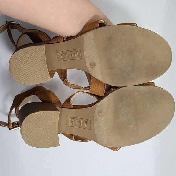 Brash Block Heel Brown Sandals Size 8 - Picture 11 of 11
